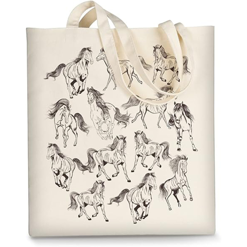 Prilagodljiva platnena torba s dnom, velika kapaciteta, lanena podstava, tisk toplinskim transferom, platno od poliestera i pamuka