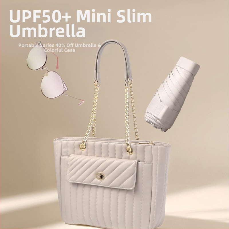 South Joe ултралек шестребрен слънчев чадър за жени с презрамка | ръчно отваряне, алуминиев каркас, плат 210T, UPF>50, джобен компактен дизайн