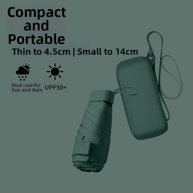 South Joe ultralengvas šešių skėtis moterims su diržu | rankinis atidarymas, aliuminio rėmas, 210T audinys, UPF>50, kompaktiškas kišeninis dizainas