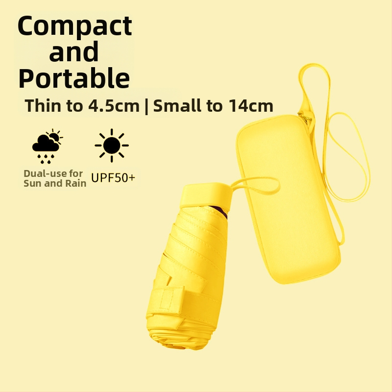 South Joe ultralengvas šešių skėtis moterims su diržu | rankinis atidarymas, aliuminio rėmas, 210T audinys, UPF>50, kompaktiškas kišeninis dizainas