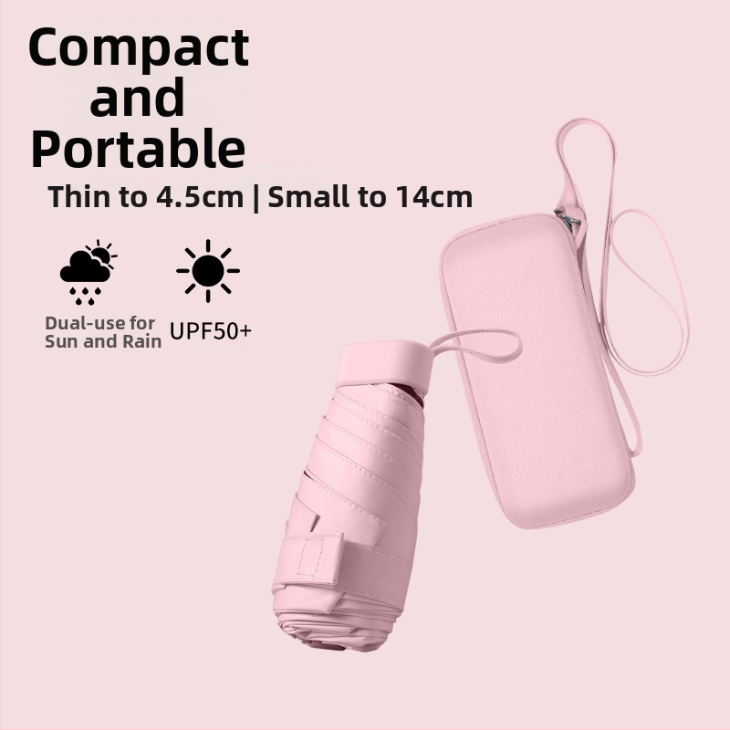 South Joe ultralengvas šešių skėtis moterims su diržu | rankinis atidarymas, aliuminio rėmas, 210T audinys, UPF>50, kompaktiškas kišeninis dizainas