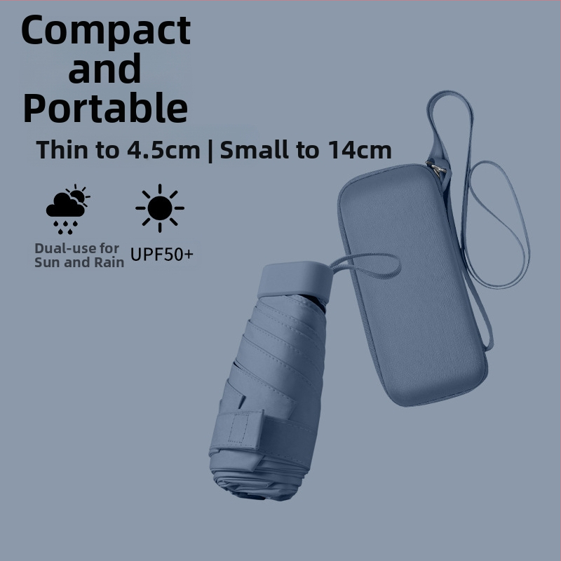 South Joe ultralengvas šešių skėtis moterims su diržu | rankinis atidarymas, aliuminio rėmas, 210T audinys, UPF>50, kompaktiškas kišeninis dizainas