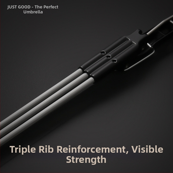 Αυτόματη αναδιπλούμενη ομπρέλα επιχειρηματική με κυρτή ξύλινη λαβή, ενισχυμένη κατασκευή, UV προστασία UPF 50+, 10 ακτίνες