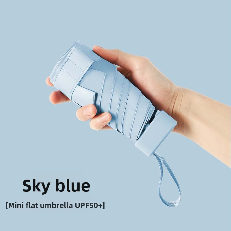 Ομπρέλα ήλίου σε κάψουλα, συμπαγής και ελαφριά, 6-ραβδική ατσάλινη ράβδος, πολυεστερικό ύφασμα 190T, UPF50+, χειροκίνητο άνοιγμα