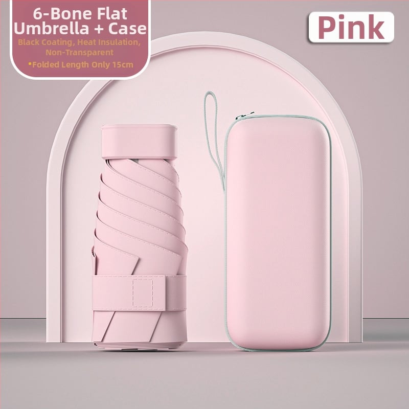 Ομπρέλα ήλίου σε κάψουλα, συμπαγής και ελαφριά, 6-ραβδική ατσάλινη ράβδος, πολυεστερικό ύφασμα 190T, UPF50+, χειροκίνητο άνοιγμα