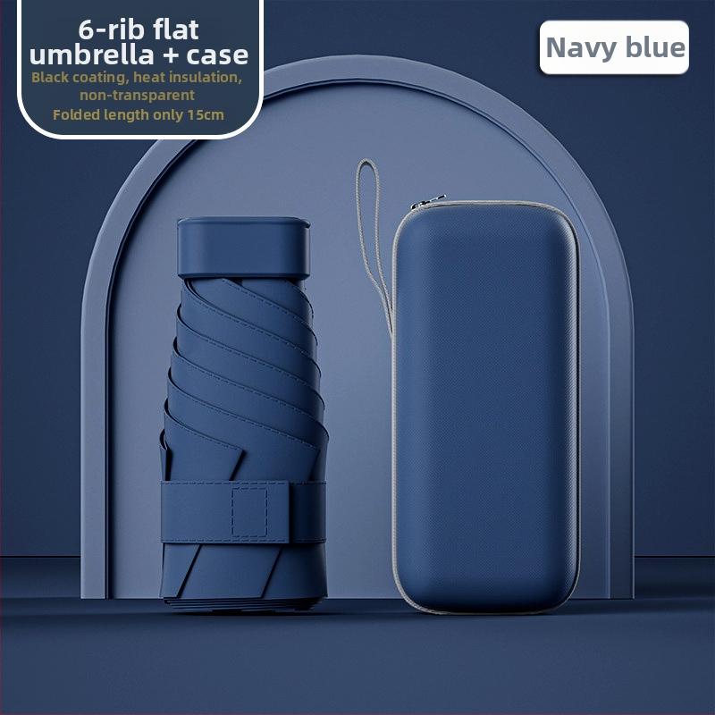 Ομπρέλα ήλίου σε κάψουλα, συμπαγής και ελαφριά, 6-ραβδική ατσάλινη ράβδος, πολυεστερικό ύφασμα 190T, UPF50+, χειροκίνητο άνοιγμα