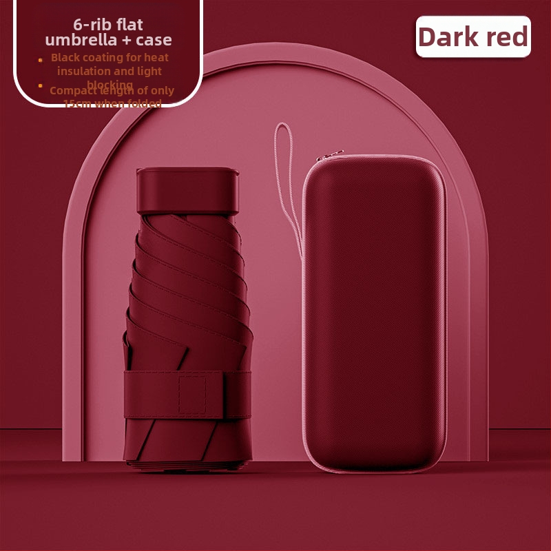Ομπρέλα ήλίου σε κάψουλα, συμπαγής και ελαφριά, 6-ραβδική ατσάλινη ράβδος, πολυεστερικό ύφασμα 190T, UPF50+, χειροκίνητο άνοιγμα