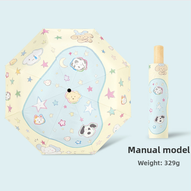 Ομπρέλα ήλίου με σκελετό από σίδηρο 8 ραβδών, ξύλινο άξονα και λαβή, κάλυμμα πολυεστέρα 190T, UPF50+, χειροκίνητο άνοιγμα/κλείσιμο