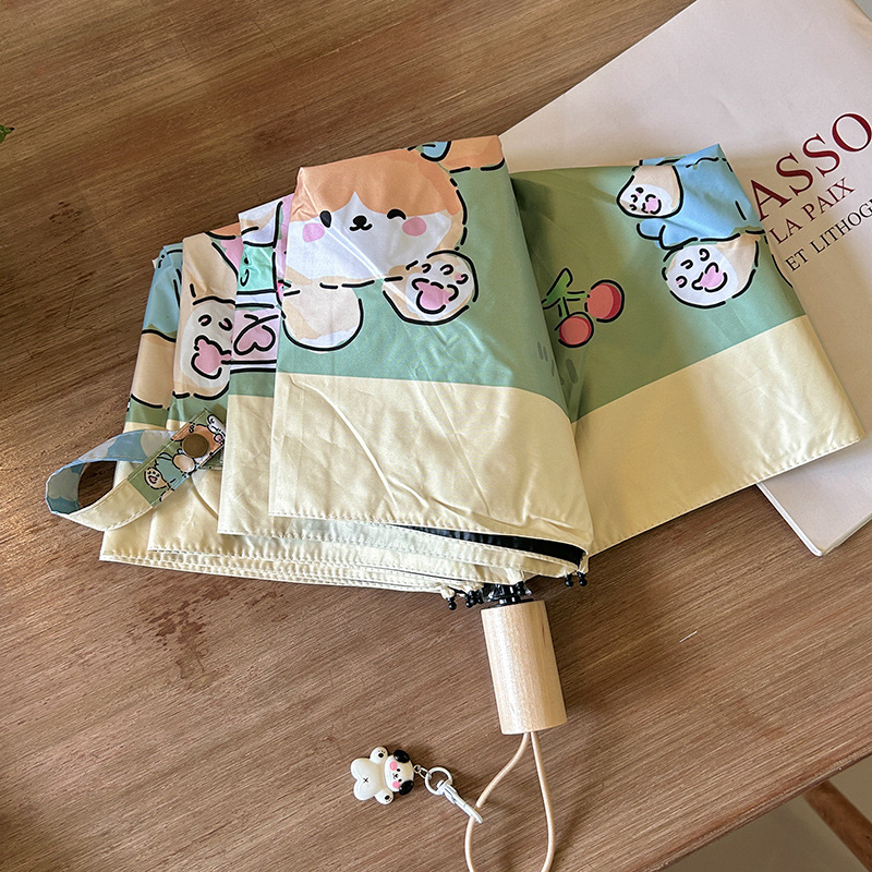 Ομπρέλα ήλίου με σκελετό από σίδηρο 8 ραβδών, ξύλινο άξονα και λαβή, κάλυμμα πολυεστέρα 190T, UPF50+, χειροκίνητο άνοιγμα/κλείσιμο