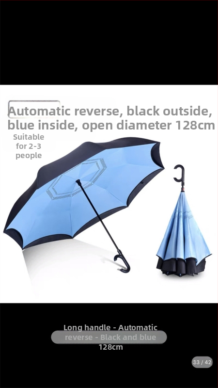 Rain Time dubulti slāņu reversais lietussargs ar automātisku atvēršanu, 16 stieņi, audums 210T, UPF >50