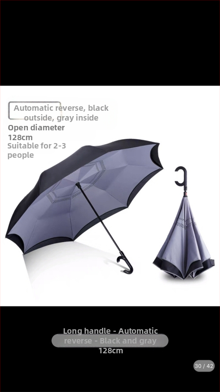 Rain Time dubulti slāņu reversais lietussargs ar automātisku atvēršanu, 16 stieņi, audums 210T, UPF >50