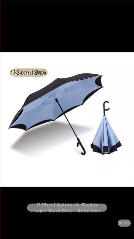 Rain Time dubulti slāņu reversais lietussargs ar automātisku atvēršanu, 16 stieņi, audums 210T, UPF >50