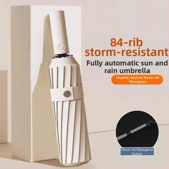 Automatīvais salokāmais lietussargs vīriešiem un sievietēm, dubulta saules un lietus izmantošana, pastiprināts ar 12 ribām no tērauda, UPF > 50.