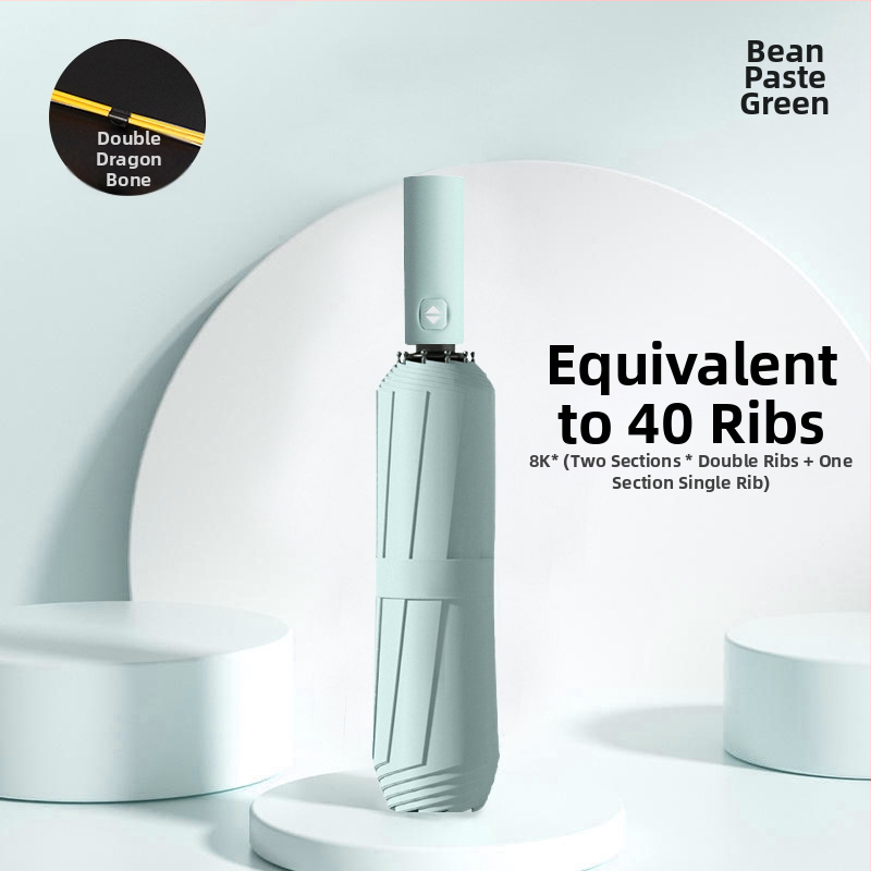 Automatīvais salokāmais lietussargs vīriešiem un sievietēm, dubulta saules un lietus izmantošana, pastiprināts ar 12 ribām no tērauda, UPF > 50.