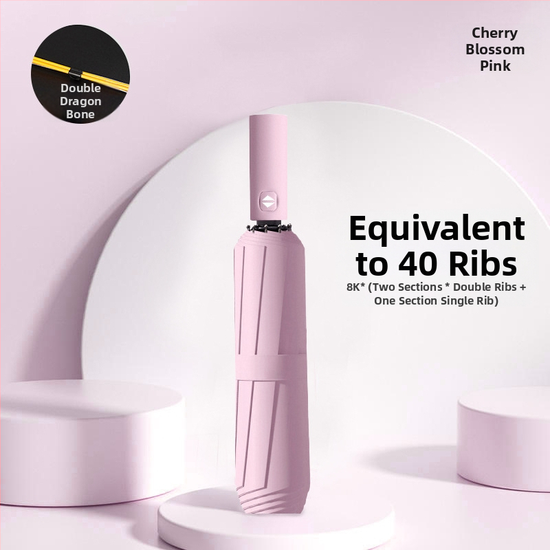 Automatīvais salokāmais lietussargs vīriešiem un sievietēm, dubulta saules un lietus izmantošana, pastiprināts ar 12 ribām no tērauda, UPF > 50.