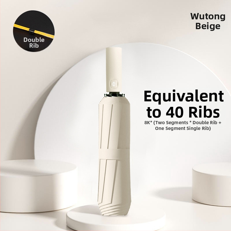 Automatīvais salokāmais lietussargs vīriešiem un sievietēm, dubulta saules un lietus izmantošana, pastiprināts ar 12 ribām no tērauda, UPF > 50.