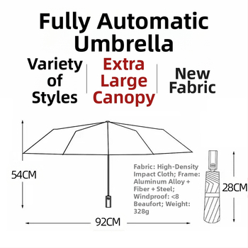Ομπρέλα ήλιου με 8 ράβδες, ανθεκτική στον άνεμο, τριπλής πτύχωσης, ημι-αυτόματο άνοιγμα και αυτόματο κλείσιμο, ύφασμα 210T, δυνατότητα εκτύπωσης λογοτύπου
