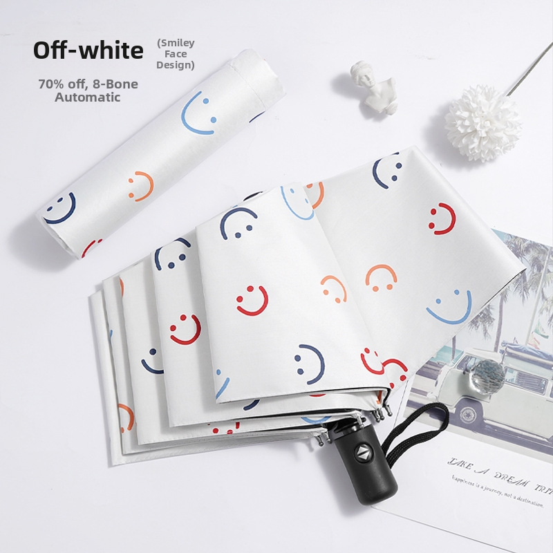 Skėtis - dvigubo naudojimo saulės ir lietaus, vinilinė medžiaga, 8 skersiniai geležiniai rėmai, rankinis atidarymas uždarymas, UPF > 40