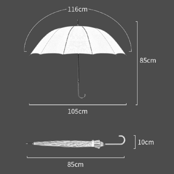 Ομπρέλα με μακριά λαβή, 16 μεταλλικές βέργες, ανθεκτική στον άνεμο, ύφασμα 210T, χειροκίνητο άνοιγμα