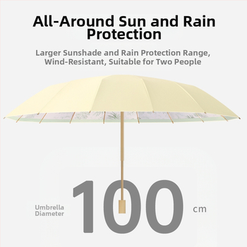 Ομπρέλα ήλίου με 16 βέργες, χειροκίνητο άνοιγμα, UV προστασία UPF 50+, βέργες από κράμα, λαβή από σκληρό ξύλο