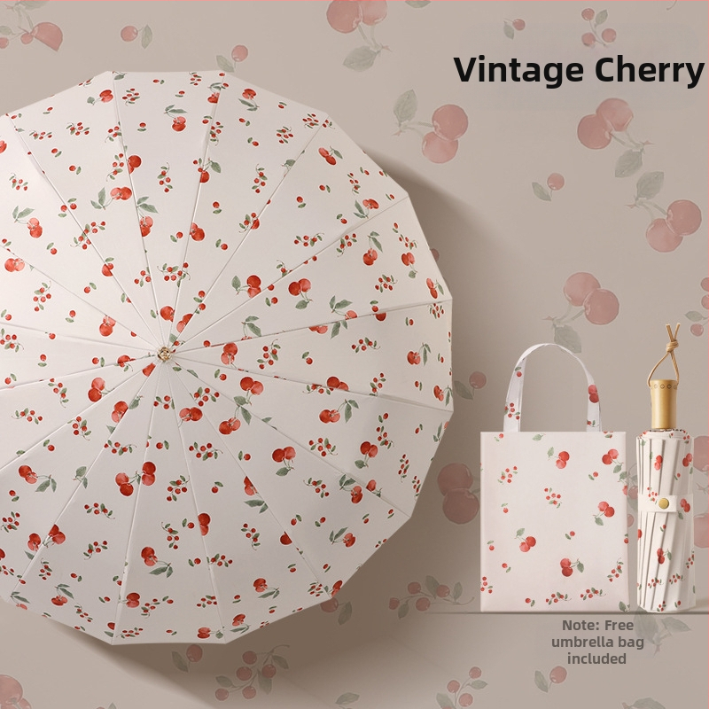 Senovinio stiliaus skėtis su 16 aliuminio rėmų, sulankstomas, UV apsauga UPF50+, 170T audinys