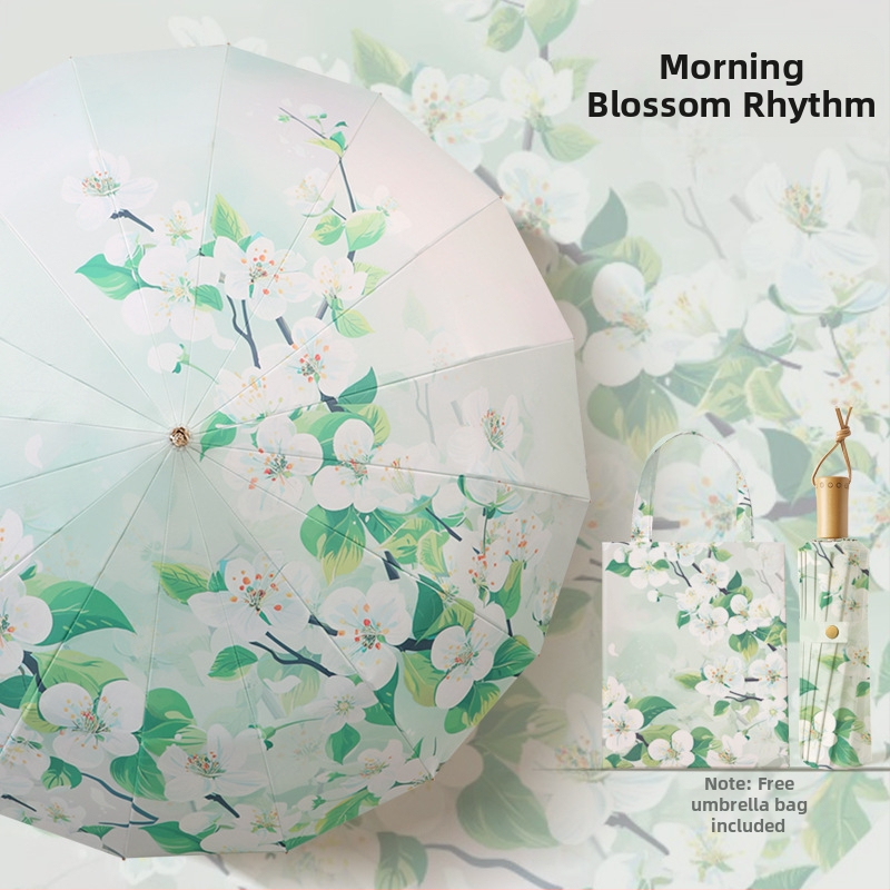 Senovinio stiliaus skėtis su 16 aliuminio rėmų, sulankstomas, UV apsauga UPF50+, 170T audinys