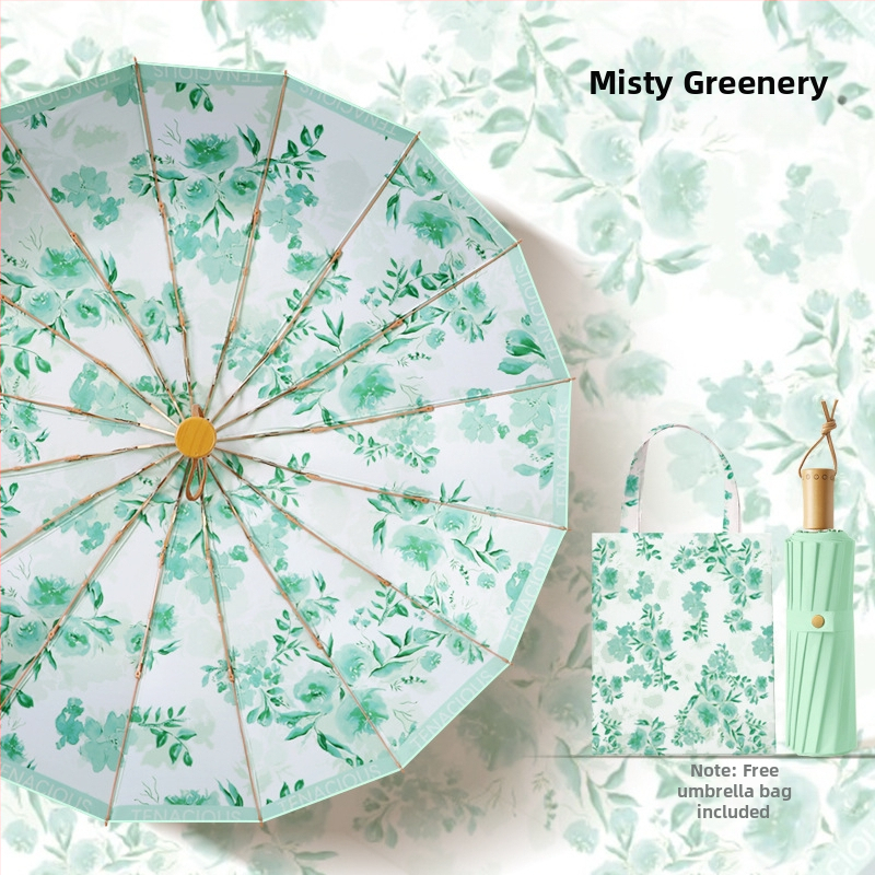 Senovinio stiliaus skėtis su 16 aliuminio rėmų, sulankstomas, UV apsauga UPF50+, 170T audinys