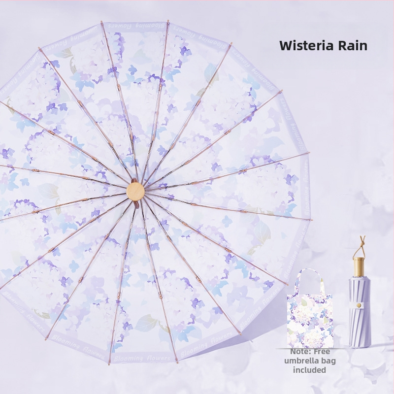 Senovinio stiliaus skėtis su 16 aliuminio rėmų, sulankstomas, UV apsauga UPF50+, 170T audinys