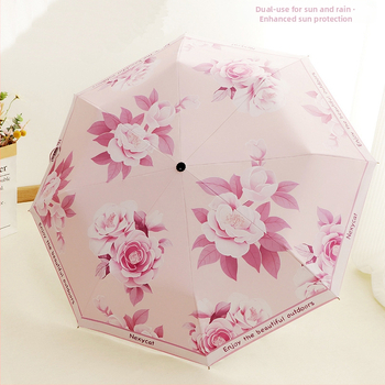 Good Mood moterų skėtis su 8 plieno strypais, 190T poliesterio audinys, UPF>50, rankinis atidarymas