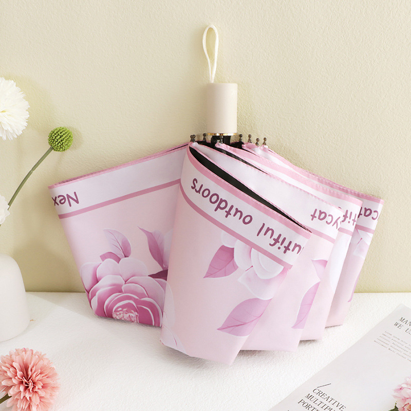 Good Mood moterų skėtis su 8 plieno strypais, 190T poliesterio audinys, UPF>50, rankinis atidarymas