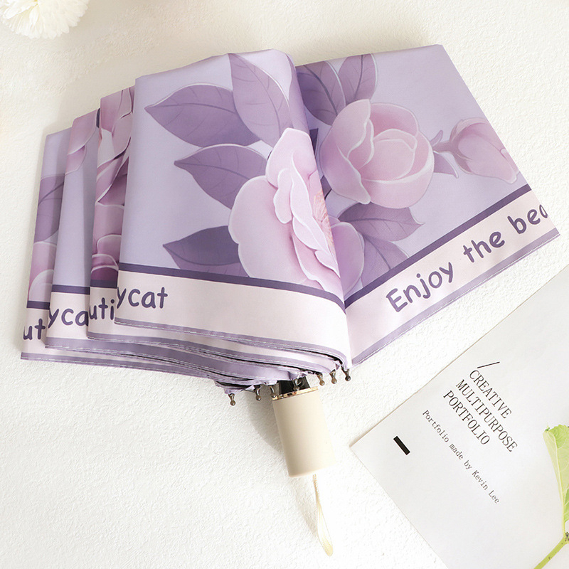 Good Mood moterų skėtis su 8 plieno strypais, 190T poliesterio audinys, UPF>50, rankinis atidarymas