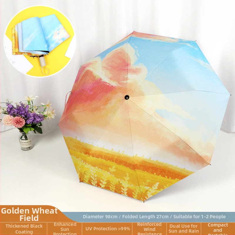 Good Mood moterų skėtis su 8 plieno strypais, 190T poliesterio audinys, UPF>50, rankinis atidarymas