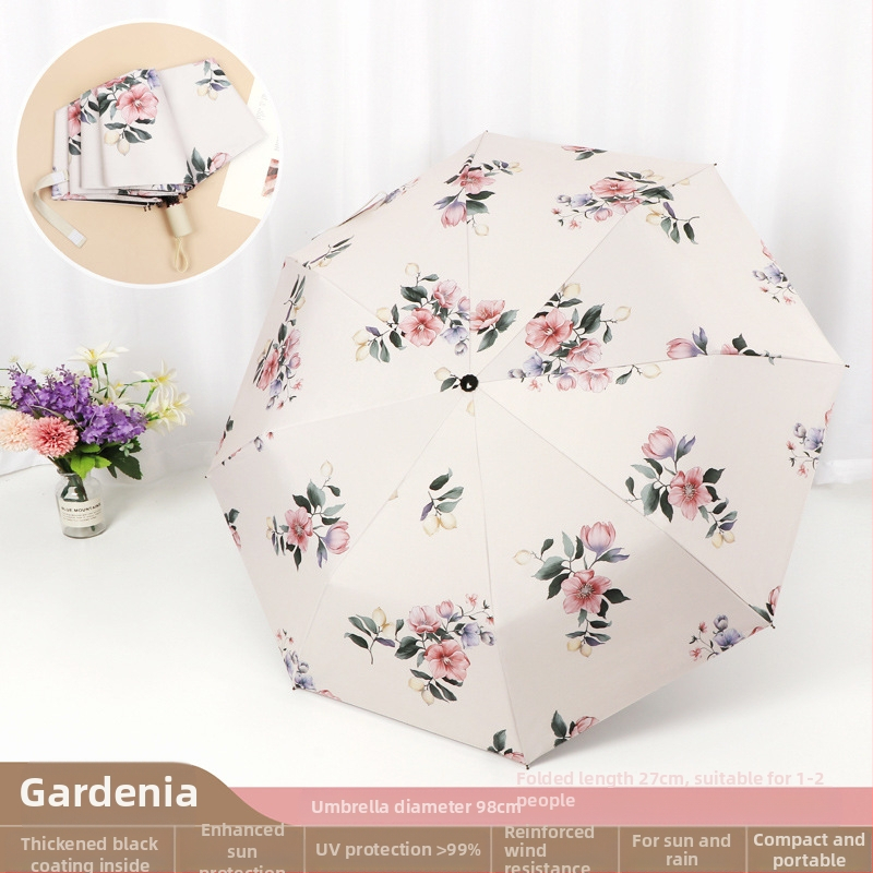 Good Mood moterų skėtis su 8 plieno strypais, 190T poliesterio audinys, UPF>50, rankinis atidarymas