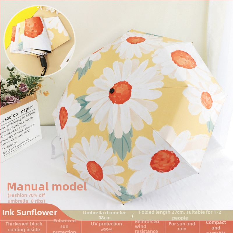 Good Mood moterų skėtis su 8 plieno strypais, 190T poliesterio audinys, UPF>50, rankinis atidarymas