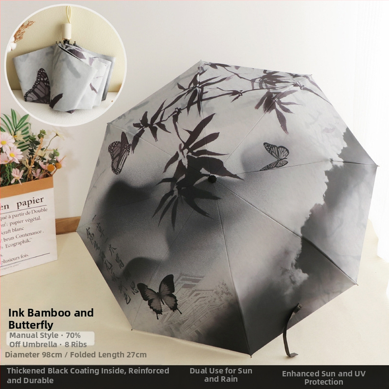 Good Mood moterų skėtis su 8 plieno strypais, 190T poliesterio audinys, UPF>50, rankinis atidarymas