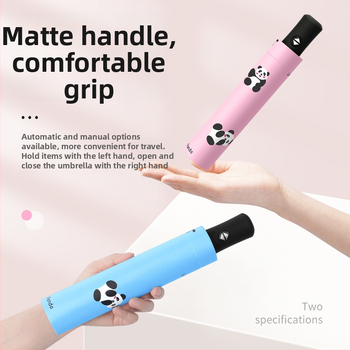 Ομπρέλα για ήλιο και βροχή, διπλής χρήσης, σχέδιο καρτούν με τρεις πτυχώσεις, 8 ραβδών σιδερένιος σκελετός, χειροκίνητο άνοιγμα, UV PA+++