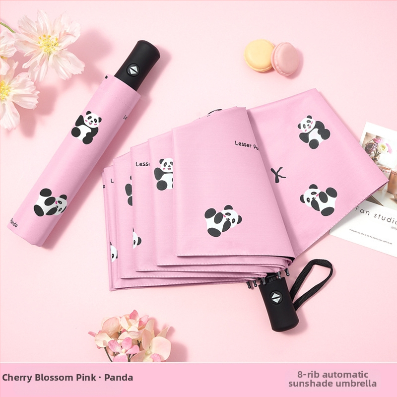 Dviejų funkcijų skėtis nuo saulės ir lietaus, animacinio stiliaus trim dalimis, 8 ribų plieno rėmas, rankinis atidarymas, UV apsauga PA+++