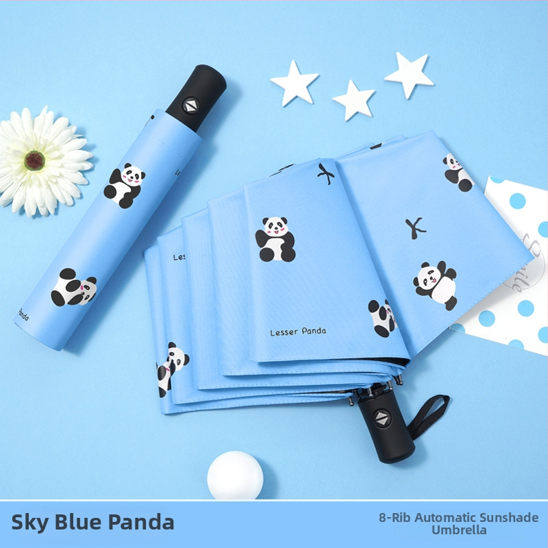 Dviejų funkcijų skėtis nuo saulės ir lietaus, animacinio stiliaus trim dalimis, 8 ribų plieno rėmas, rankinis atidarymas, UV apsauga PA+++