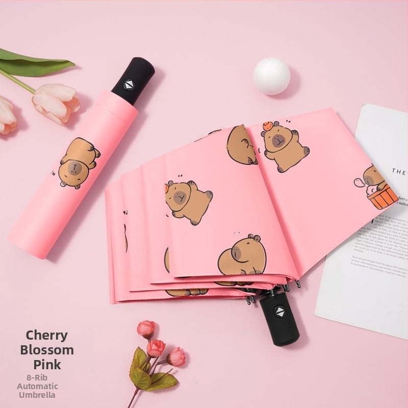 Dviejų funkcijų skėtis nuo saulės ir lietaus, animacinio stiliaus trim dalimis, 8 ribų plieno rėmas, rankinis atidarymas, UV apsauga PA+++