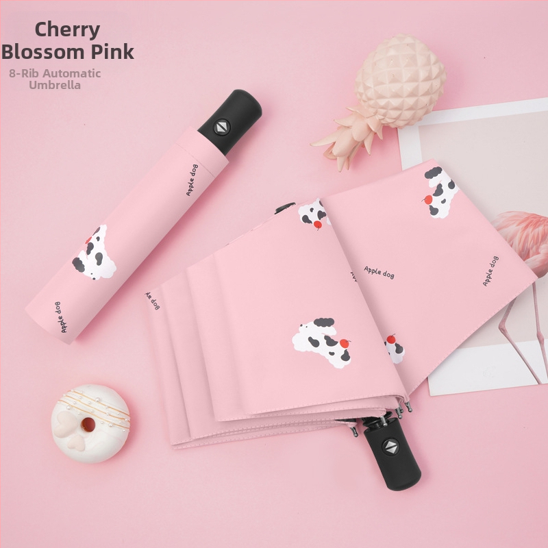 Dviejų funkcijų skėtis nuo saulės ir lietaus, animacinio stiliaus trim dalimis, 8 ribų plieno rėmas, rankinis atidarymas, UV apsauga PA+++