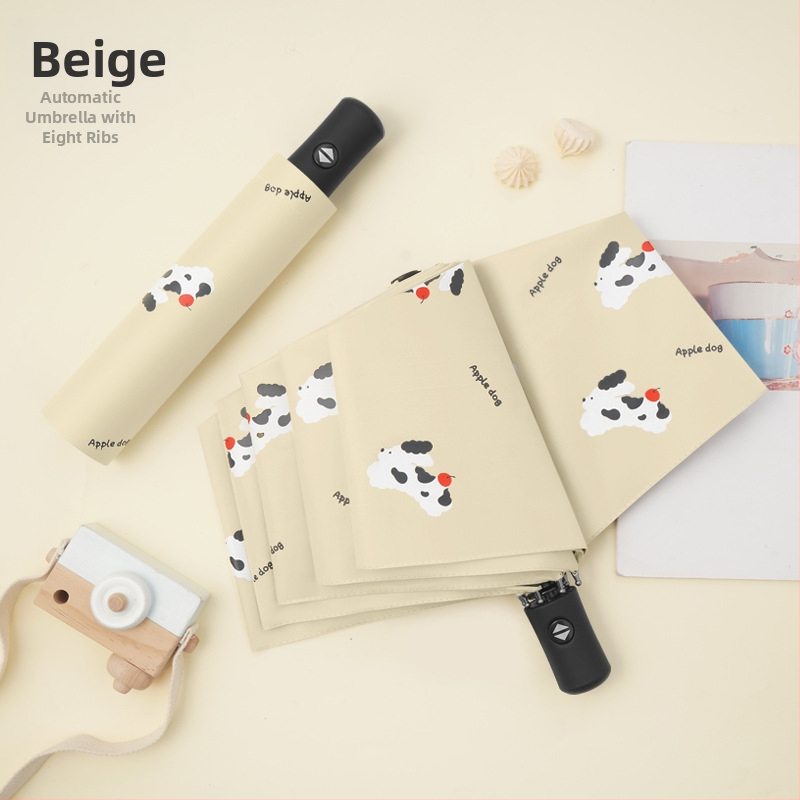 Dviejų funkcijų skėtis nuo saulės ir lietaus, animacinio stiliaus trim dalimis, 8 ribų plieno rėmas, rankinis atidarymas, UV apsauga PA+++