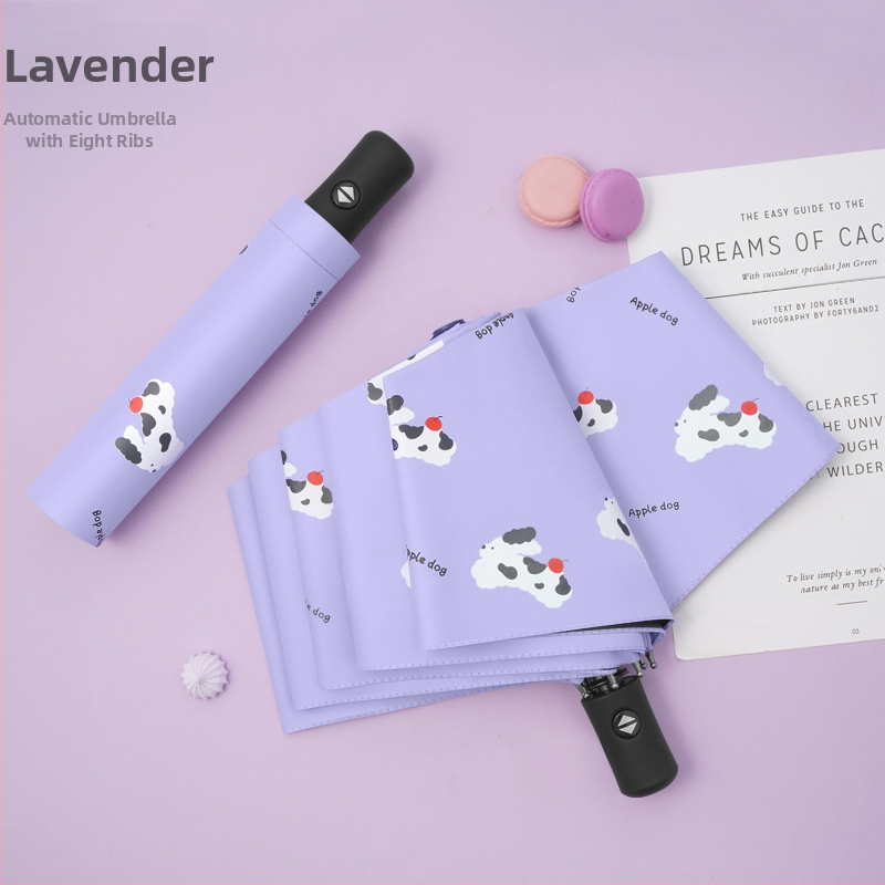 Dviejų funkcijų skėtis nuo saulės ir lietaus, animacinio stiliaus trim dalimis, 8 ribų plieno rėmas, rankinis atidarymas, UV apsauga PA+++