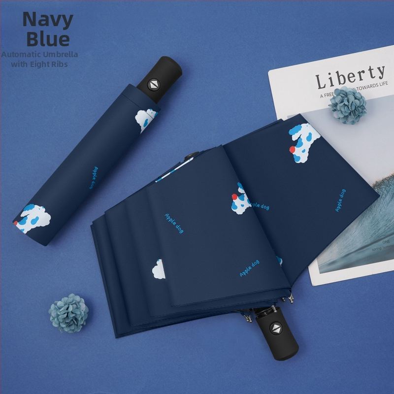 Dviejų funkcijų skėtis nuo saulės ir lietaus, animacinio stiliaus trim dalimis, 8 ribų plieno rėmas, rankinis atidarymas, UV apsauga PA+++
