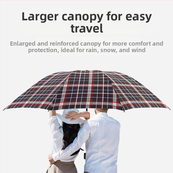 Κλασική καρό ομπρέλα, χειροκίνητη αναδιπλούμενη, unisex, ελαφριά, σιδερένιος σκελετός με 10 ακτίνες, λαβή από καουτσούκ, ύφασμα 170T, δυνατότητα εκτύπωσης λογότυπου