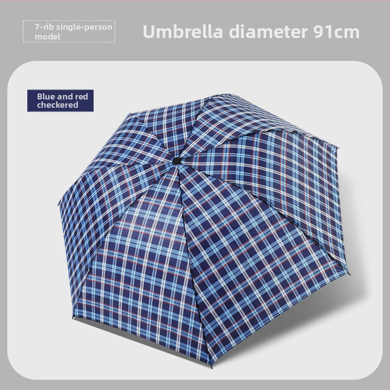 Klasszikus kockás összecsukható esernyő, manuális nyitás/zárás, uniszex, könnyű, 10 bordás vasváz, gumírozott fogantyú, 170T anyag, logó nyomás lehetséges