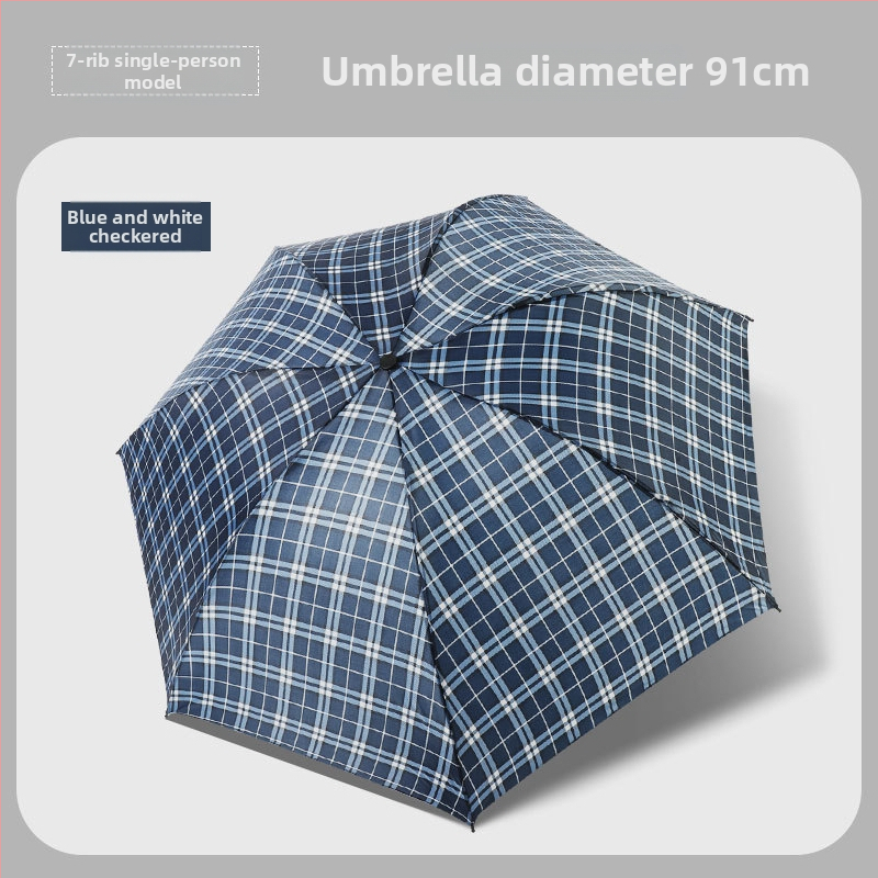 Klasszikus kockás összecsukható esernyő, manuális nyitás/zárás, uniszex, könnyű, 10 bordás vasváz, gumírozott fogantyú, 170T anyag, logó nyomás lehetséges