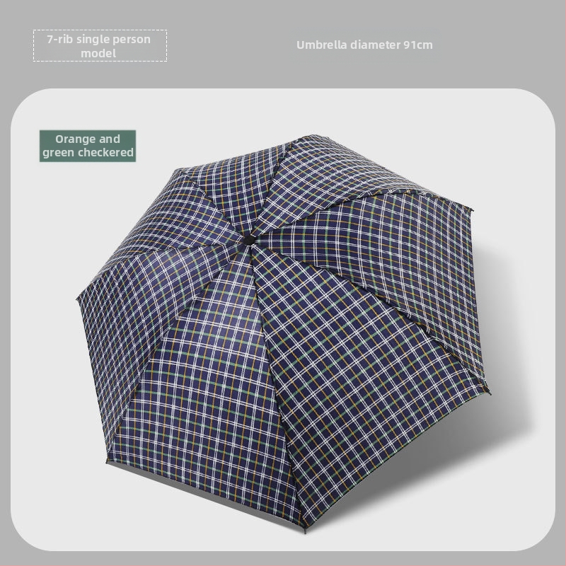 Klasszikus kockás összecsukható esernyő, manuális nyitás/zárás, uniszex, könnyű, 10 bordás vasváz, gumírozott fogantyú, 170T anyag, logó nyomás lehetséges