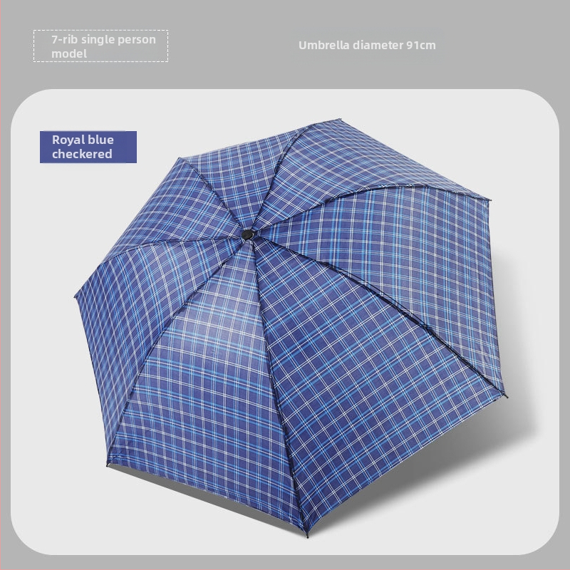 Klasszikus kockás összecsukható esernyő, manuális nyitás/zárás, uniszex, könnyű, 10 bordás vasváz, gumírozott fogantyú, 170T anyag, logó nyomás lehetséges