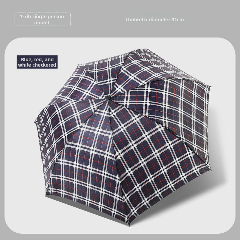 Klasszikus kockás összecsukható esernyő, manuális nyitás/zárás, uniszex, könnyű, 10 bordás vasváz, gumírozott fogantyú, 170T anyag, logó nyomás lehetséges
