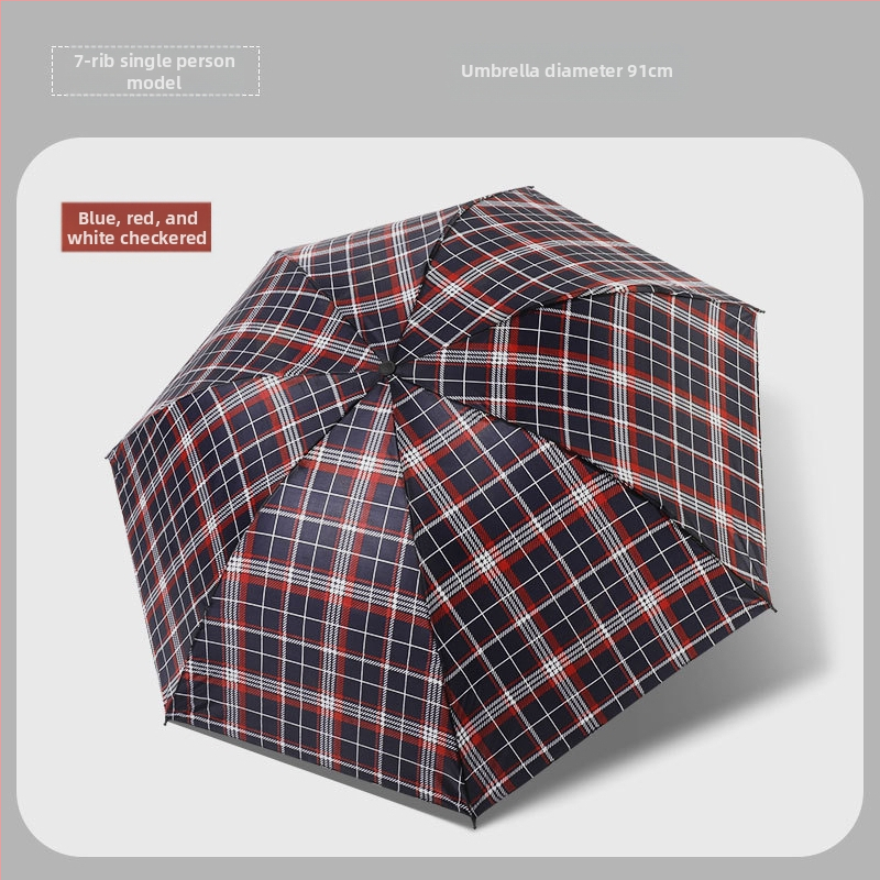 Klasszikus kockás összecsukható esernyő, manuális nyitás/zárás, uniszex, könnyű, 10 bordás vasváz, gumírozott fogantyú, 170T anyag, logó nyomás lehetséges